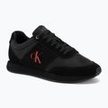 Scarpe da uomo Calvin Klein HM0HM02212 Retro Runner Bans Leather Suede triple black/adrenaline rush