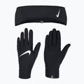 Set fascia da braccio + guanti da donna Nike Essential Running nero/nero/argento