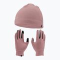 Set cappello + guanti Nike Fleece donna rosso stardust/rosso stardust/argento