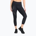 Leggings da allenamento da donna 2XU Motion Mid-Rise Compression 7/8 nero/punto logo riflettente