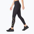 Leggings da allenamento da donna 2XU Force Mid-Rise Compression nero/oro 2