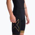 Tuta da triathlon da uomo 2XU Light Speed Front Zip nero/oro 3