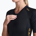 Tuta da triathlon donna 2XU Light Speed Sleeved nero/oro 3