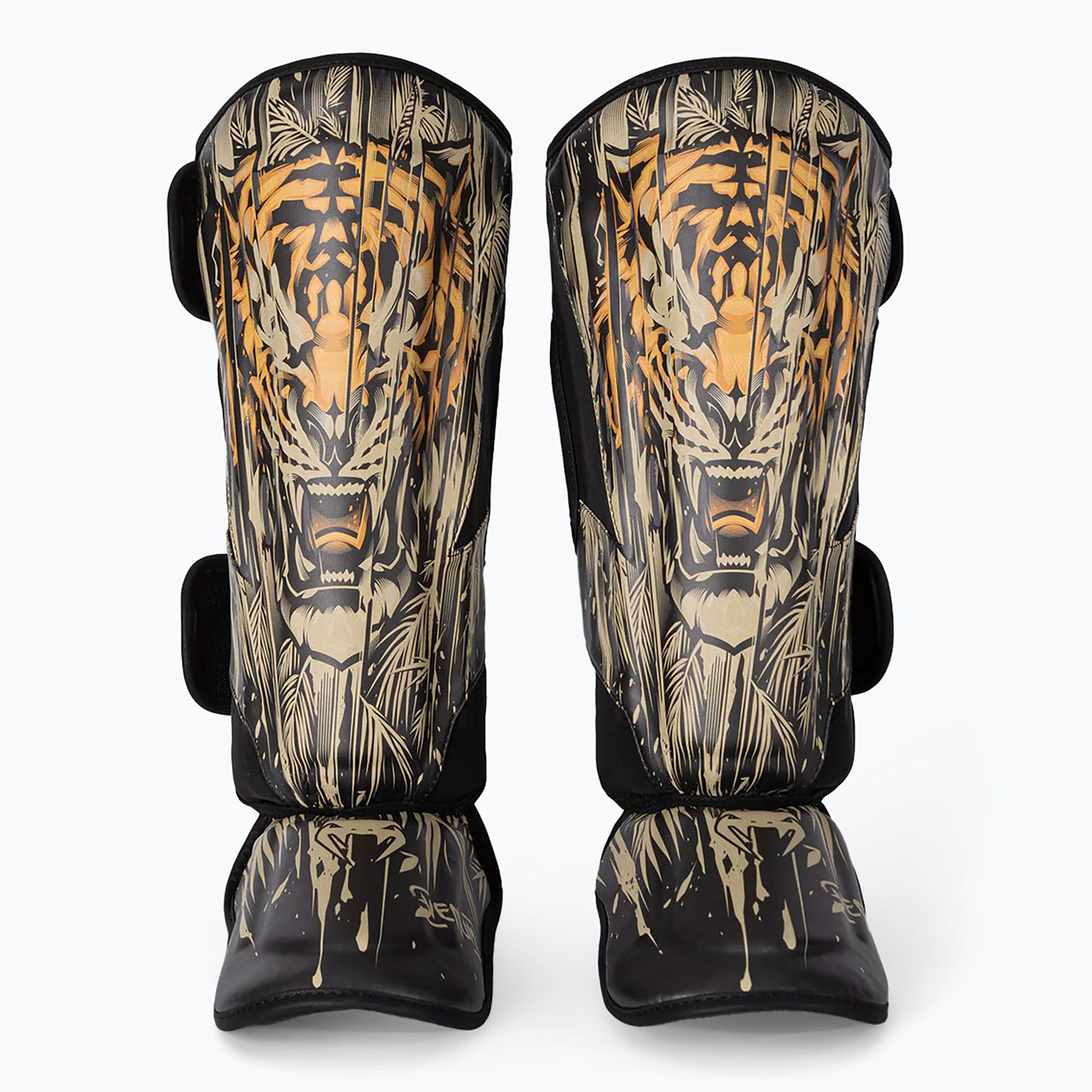 Protezioni per tibia e piede Venum Tiger Shin Guards nero/arancio neon (M) (Tiger Shin Guards VENUM-05348-117)