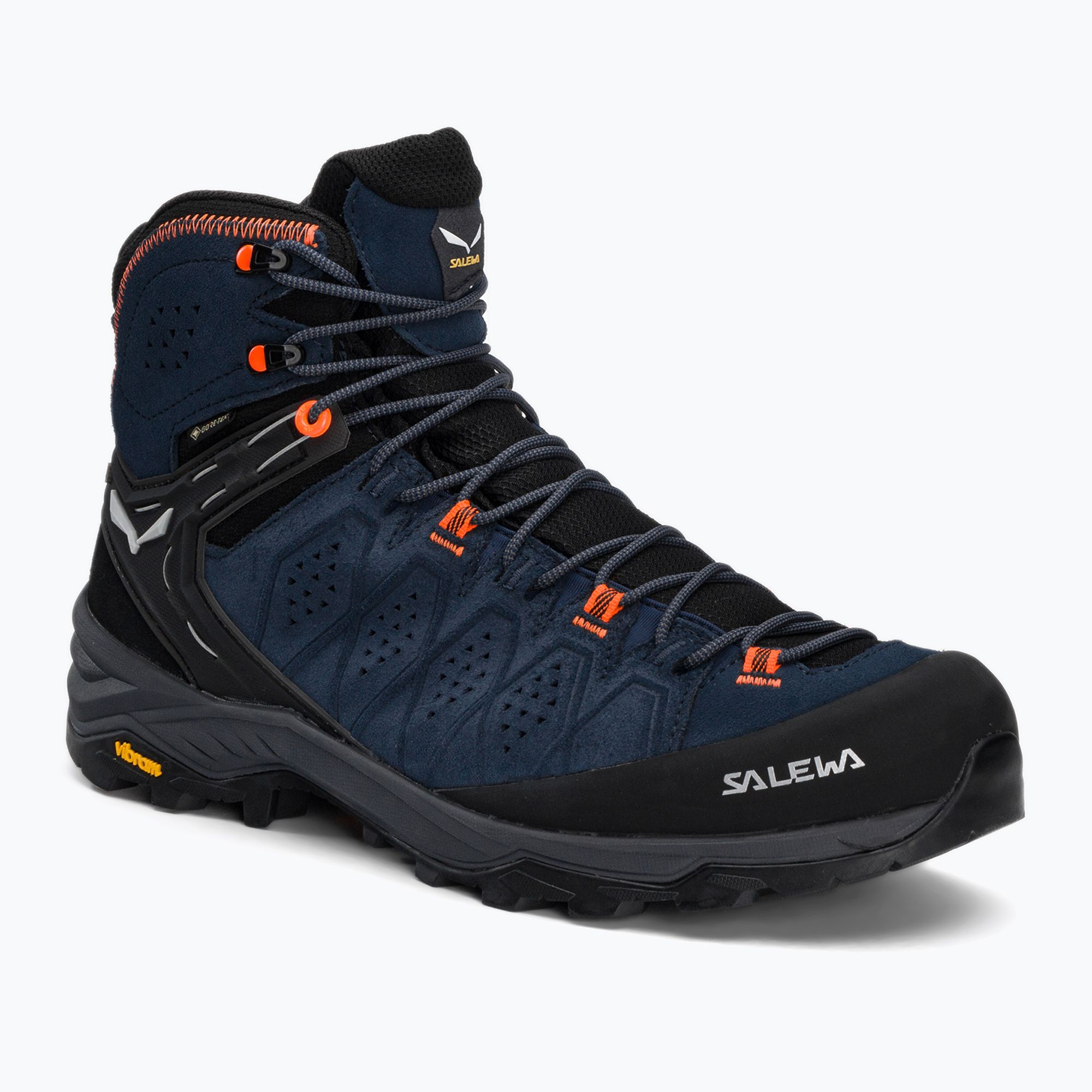 Scarponi da trekking da uomo Salewa Alp Trainer 2 Mid GTX dark denim/arancio fluo (45 (10.5 UK)) (Alp Trainer 2 Mid GTX 00-0000061382)