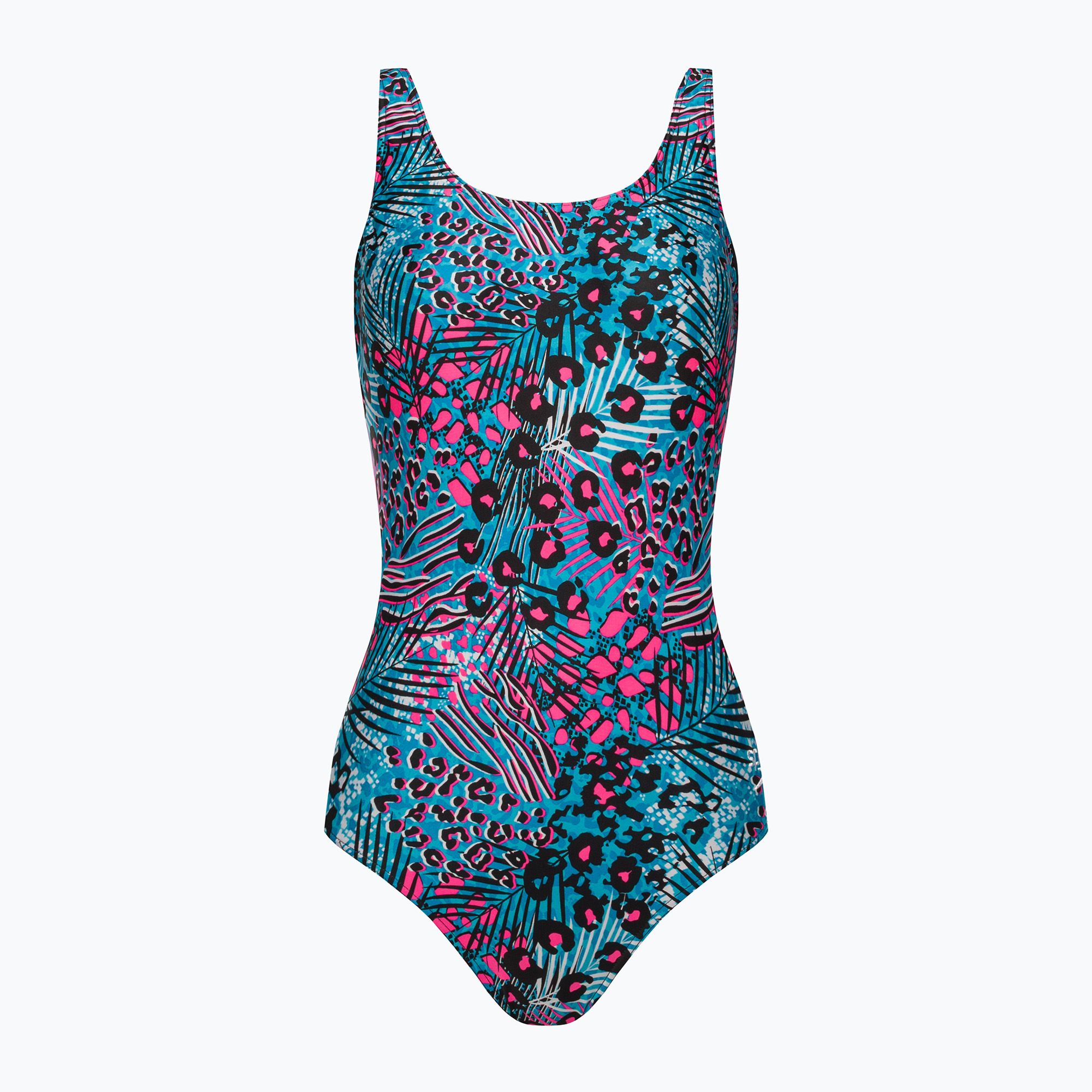 Costume intero Speedo donna Allover Deep U-Back jungle lapis/nero/bianco/rosa fluo (32) (Allover Deep U-Back 8-12369G739)