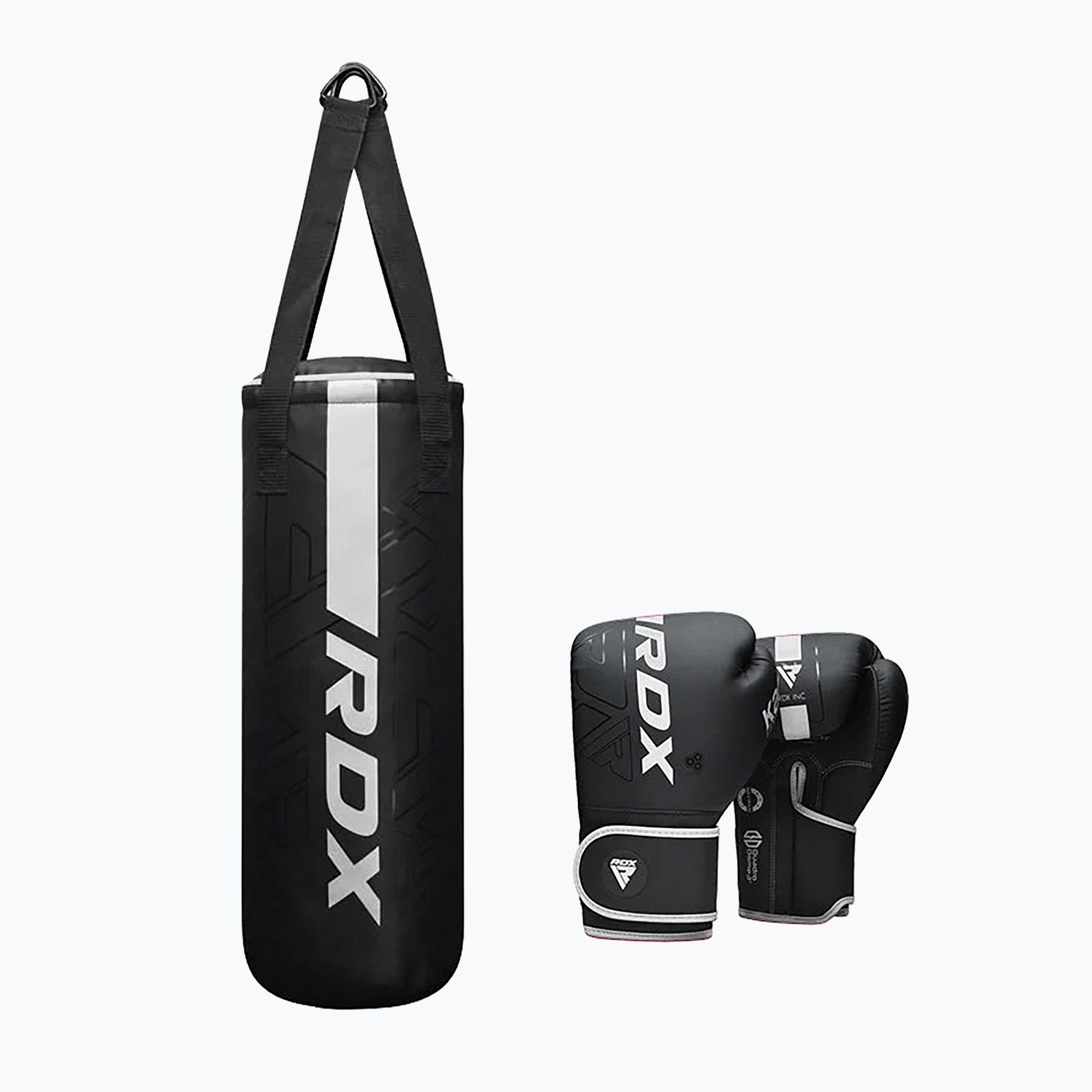 Sacco da boxe RDX F6 Junior + guantoni da boxe bianco opaco (6 oz) (F6 Junior Punch Bag + Boxing Gloves 3JPB-F6MW)
