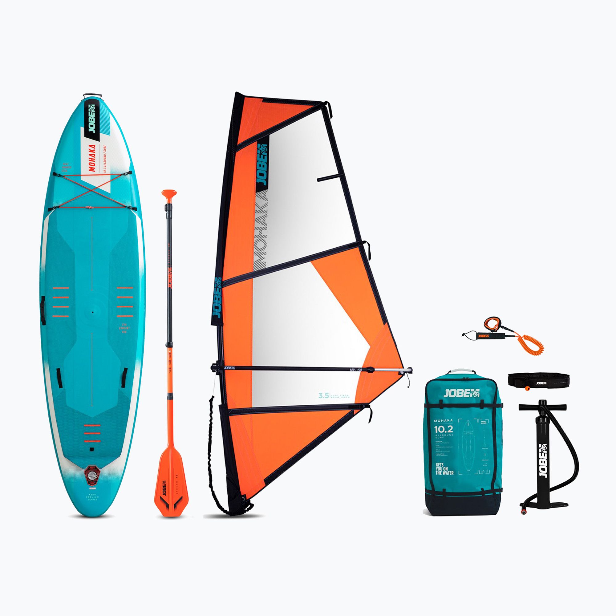 Set tavola da paddle gonfiabile WindSUP JOBE Mohaka 10.2 + vela SUP 3.5 m2 (309 cm) (Mohaka 10.2 Inflatable Paddle Board + SUP Sail 3.5 m2 488825001)