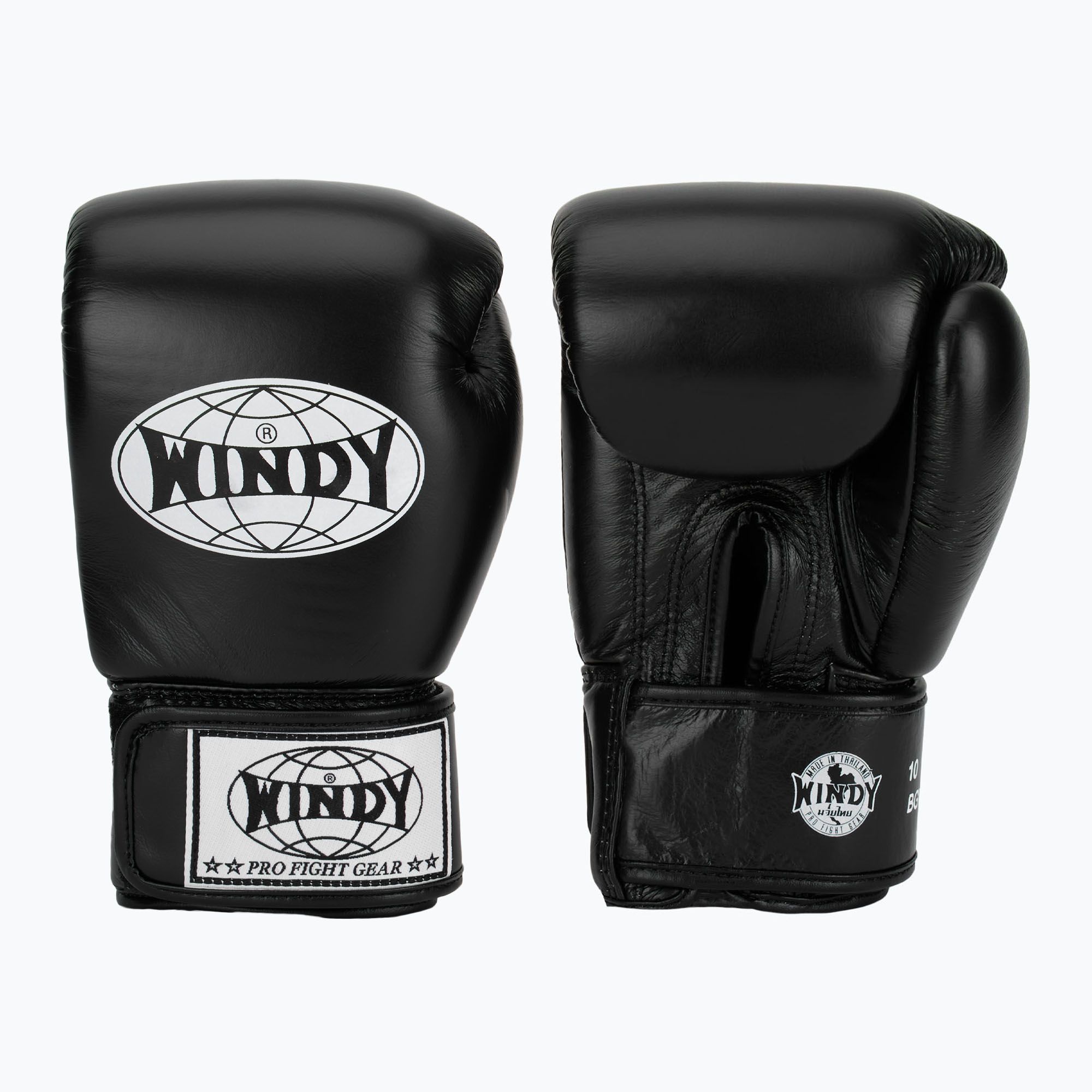 WINDY Guanti da boxe classici in vera pelle neri (10 oz) (Classic Genuine Leather BGVH-BC)