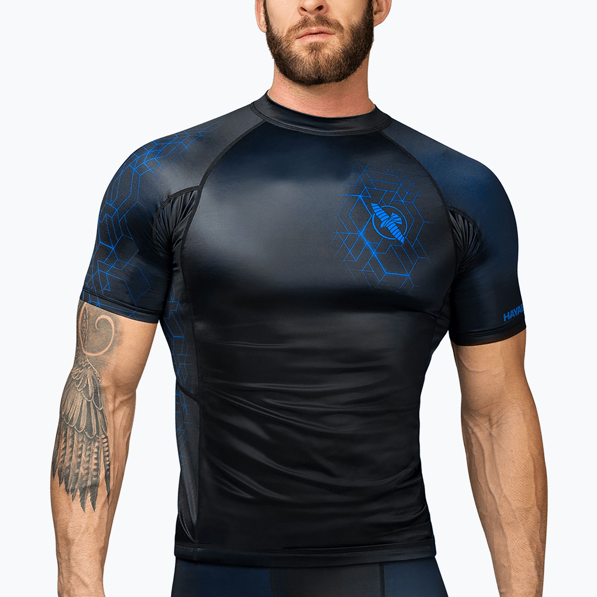 Hayabusa Geo Rashguard Uomo manica corta blu (S) (Geo Rashguard Shortsleeve RG03-SS-BL)