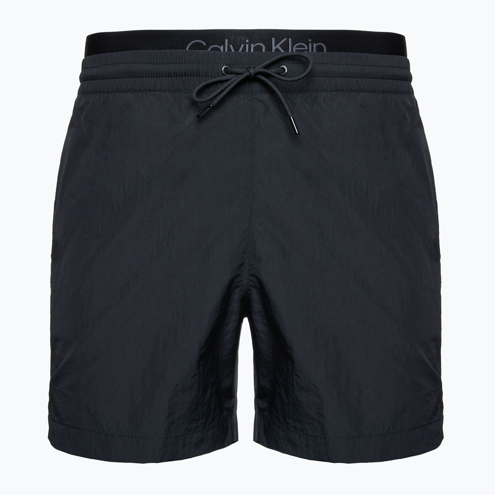 Calvin Klein KM0KM01081 Uomo Pantaloncini da bagno medi con doppia fascia in vita, nero (M) (Medium Double Waistband KM0KM01081BEH)