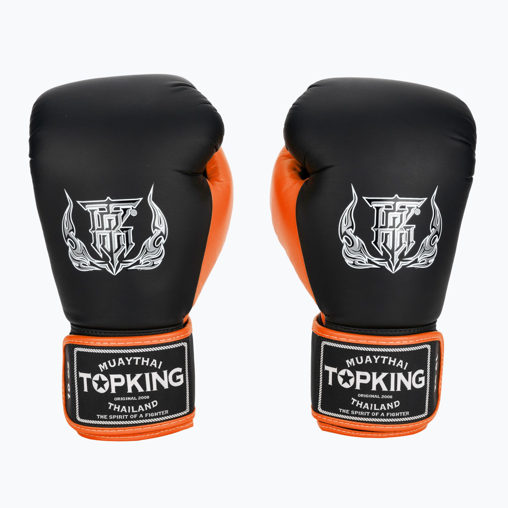Top King Reborn Guantoni da boxe in pelle nera/arancione
