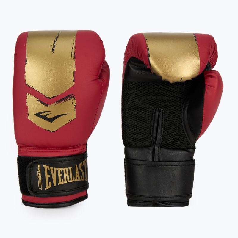 Everlast Prospect 2 set boxe casco + scudi + guanti rosso/oro 3