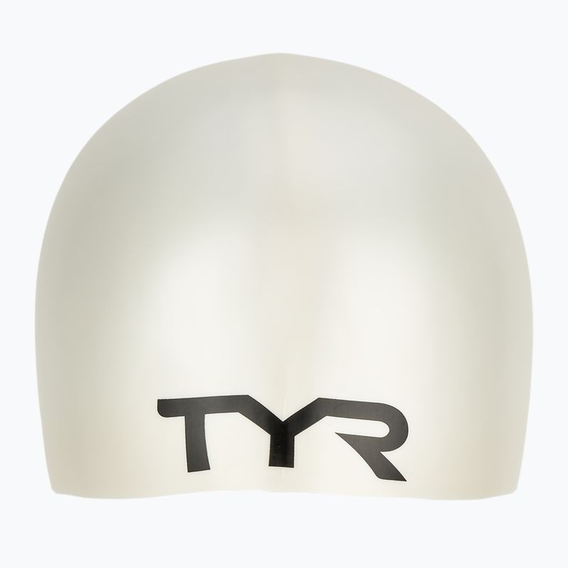 Cuffia da nuoto per bambini TYR Wrinkle-Free Silicone bianco
