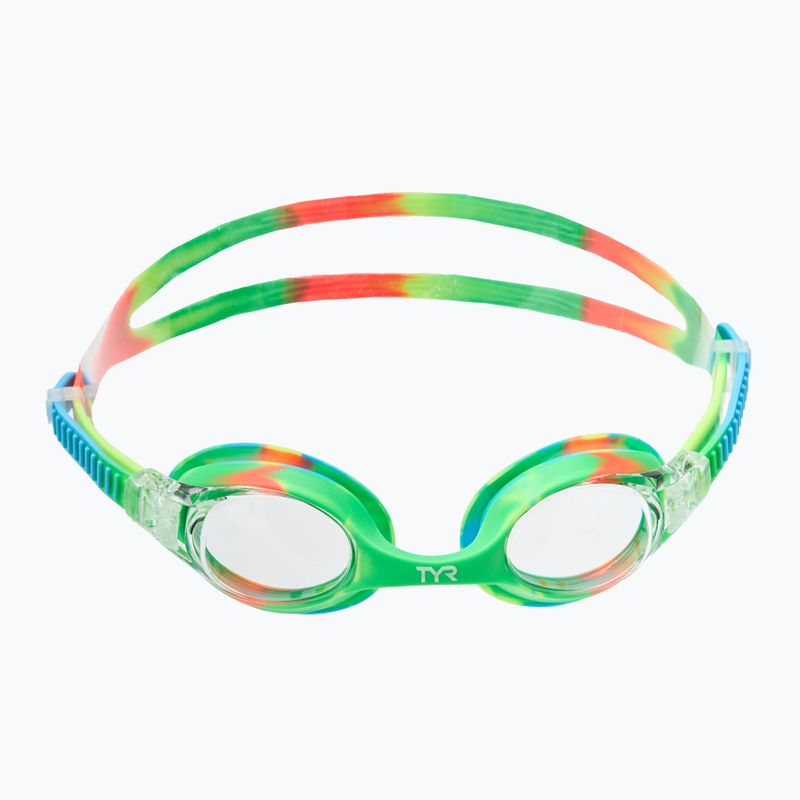 Occhialini da nuoto per bambini TYR Swimple Tie Dye Non-Mirrored trasparenti/ verdi/ arancioni 2