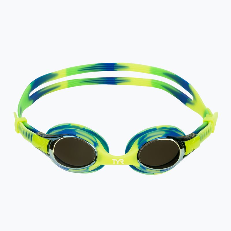Occhialini da nuoto TYR Swimple Tie Dye Mirrored oro/verde/blu per bambini 2