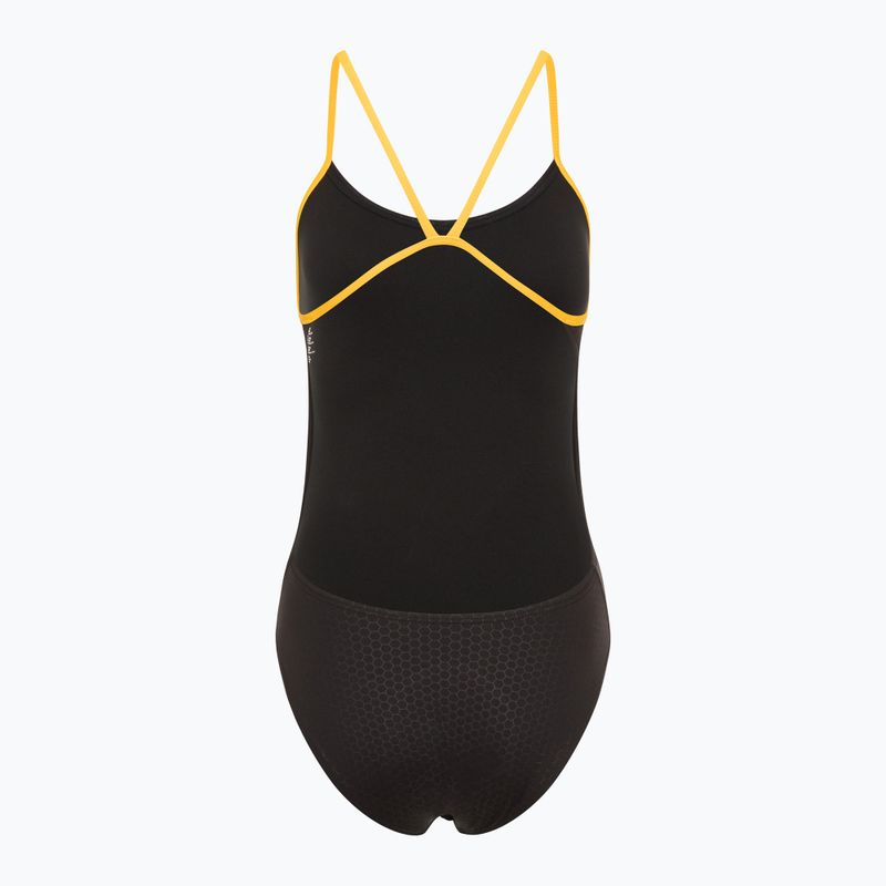 Costume intero donna TYR Hexa Cutoutfit nero/oro 2