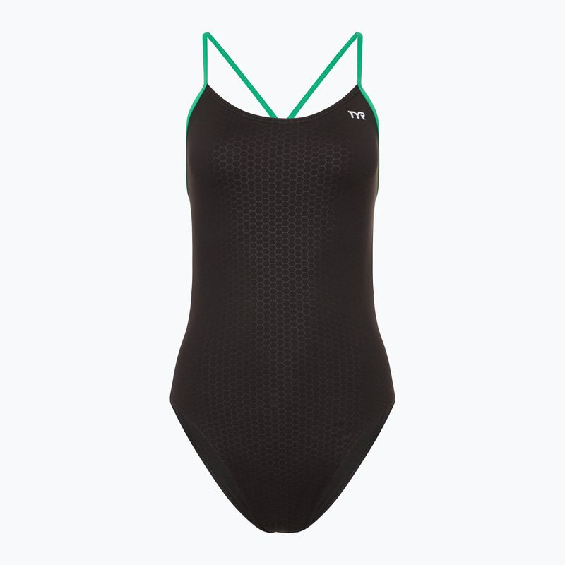 Costume intero da donna TYR Hexa Cutoutfit nero/verde