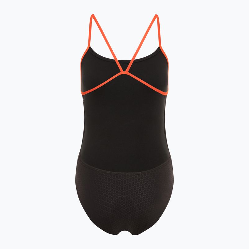 Costume intero donna TYR Hexa Cutoutfit nero/arancione 3