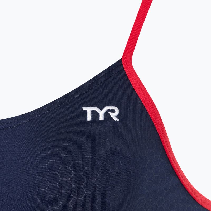 Costume intero donna TYR Hexa Cutoutfit navy/rosso 3