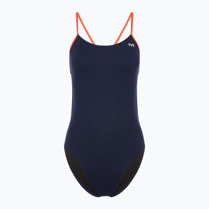 Costume intero donna TYR Hexa Cutoutfit navy/arancio