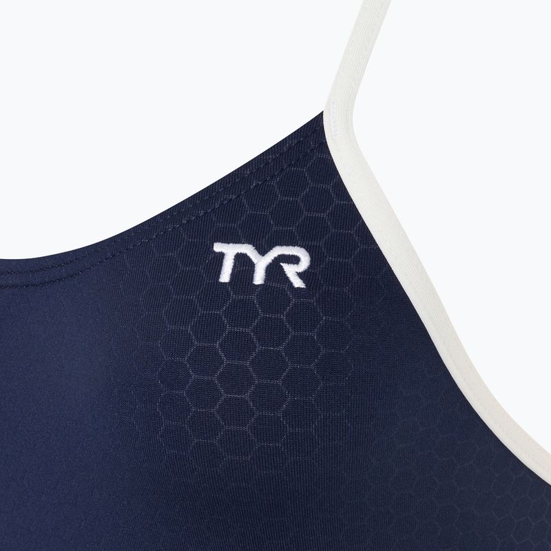 Costume intero donna TYR Hexa Cutoutfit navy/bianco 3