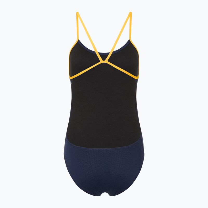 Costume intero donna TYR Hexa Cutoutfit navy/oro 2