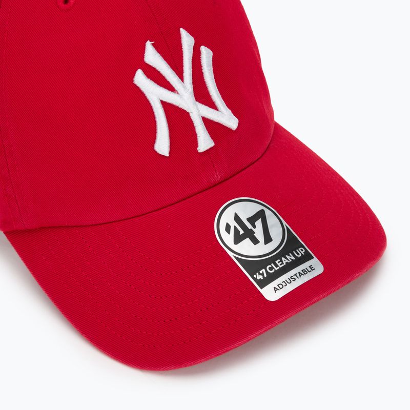 47 Brand MLB New York Yankees CLEAN UP berretto da baseball rosso 3