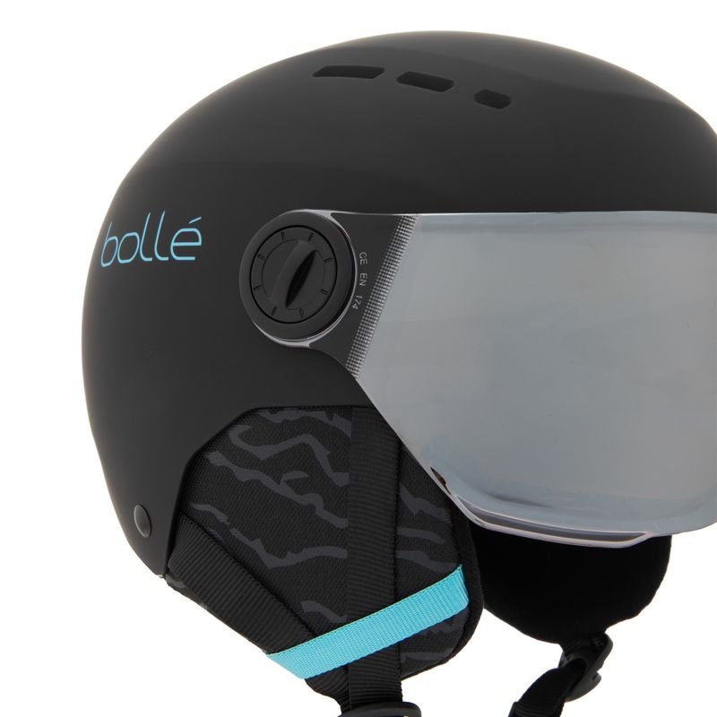 Casco da sci per bambini Bollé Quiz Visor Jr nero/blu opaco/arancio pistola 7