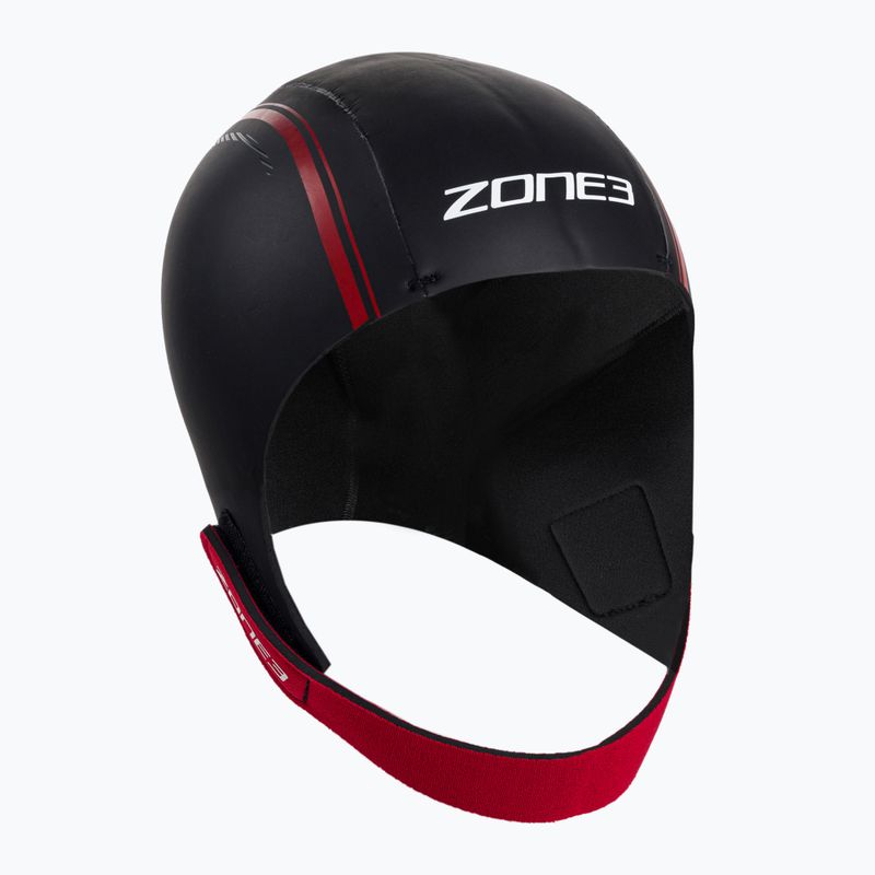 ZONE3 Cuffia da bagno in neoprene nero/rosso 2