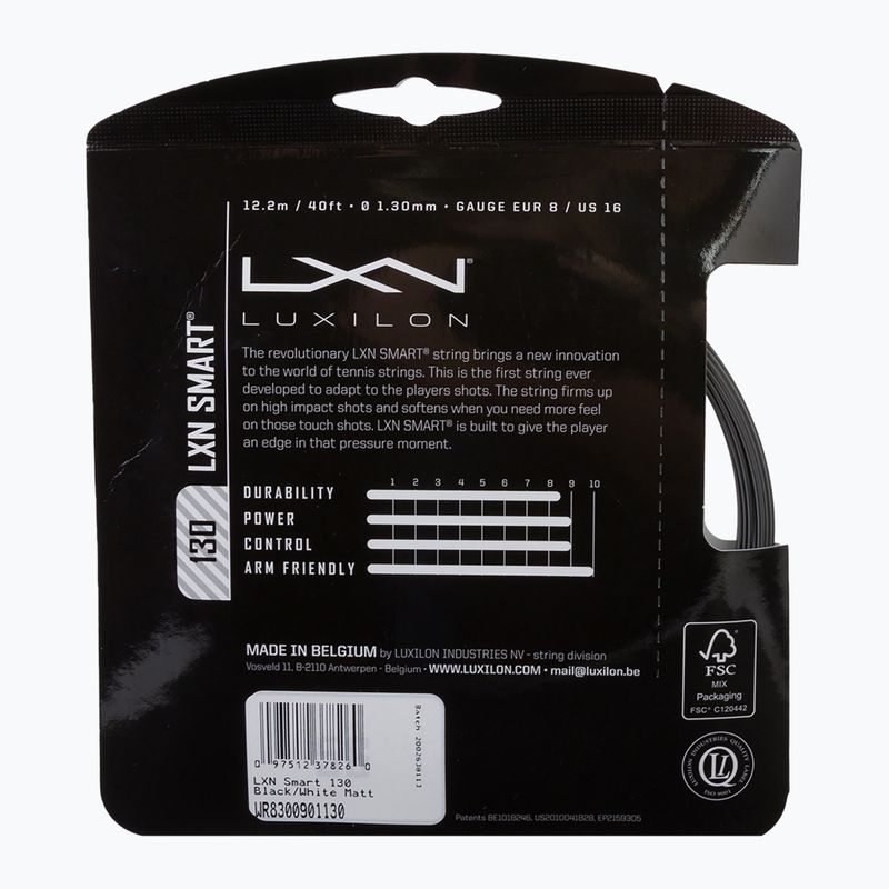 Corda da tennis Luxilon Lxn Smart 130 12,2 m nero/bianco opaco 2