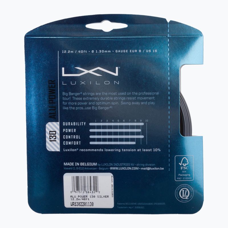 Corda da tennis Luxilon Alu Power 130 12,2 m argento 2