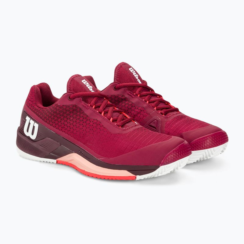 Scarpe da tennis da donna Wilson Rush Pro 4.0 Clay rosso barbabietola/bianco/pesca tropicale 4