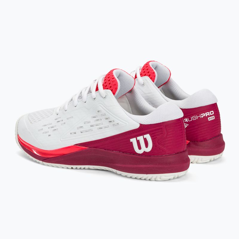 Scarpe da tennis Wilson Rush Pro Ace JR da bambino bianco/rosso barbabietola/rosa diva 3