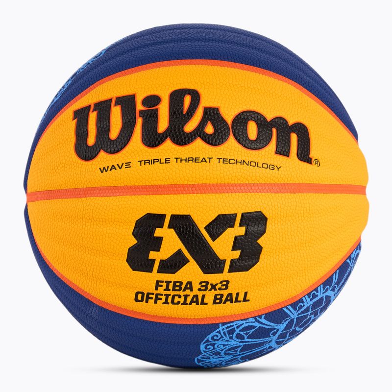 Wilson Fiba 3x3 Game Ball Paris Retail basket 2024 blu/giallo misura 6