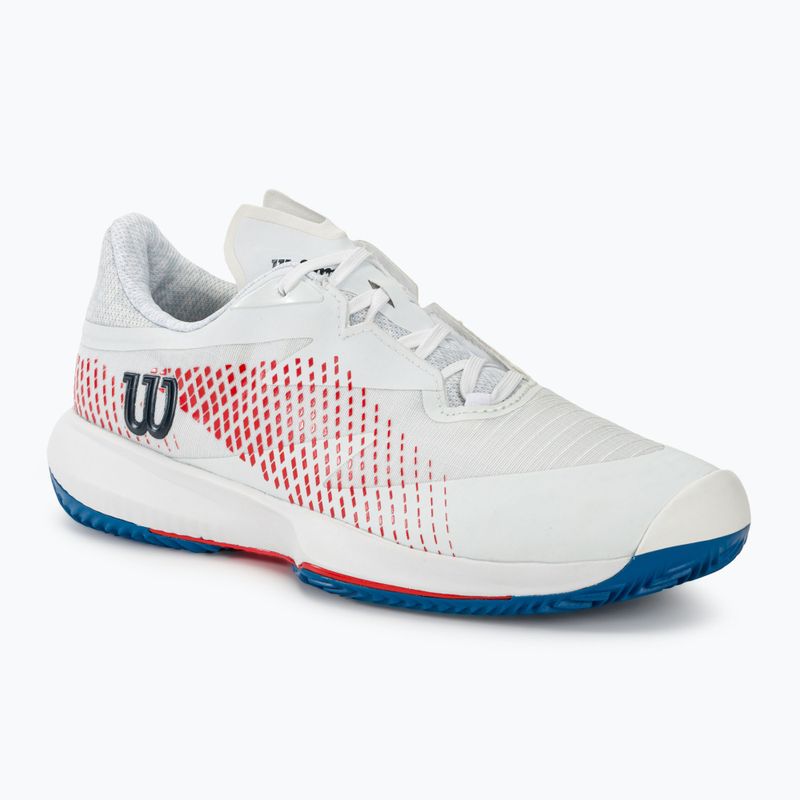 Scarpe da tennis da uomo Wilson Kaos Swift 1.5 Clay bianco/deja vu blu/wilson rosso