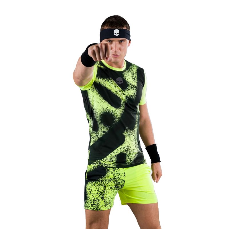Camicia da tennis da uomo HYDROGEN Spray Tech giallo fluorescente 4