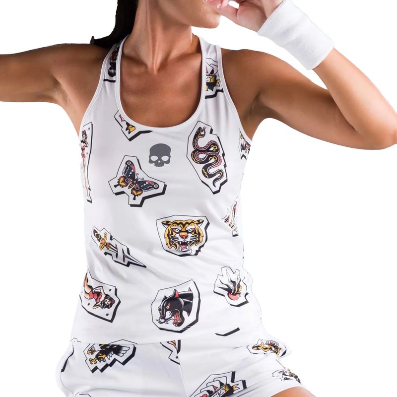 Maglietta da tennis donna HYDROGEN Tattoo Tech Tank Top bianco 3