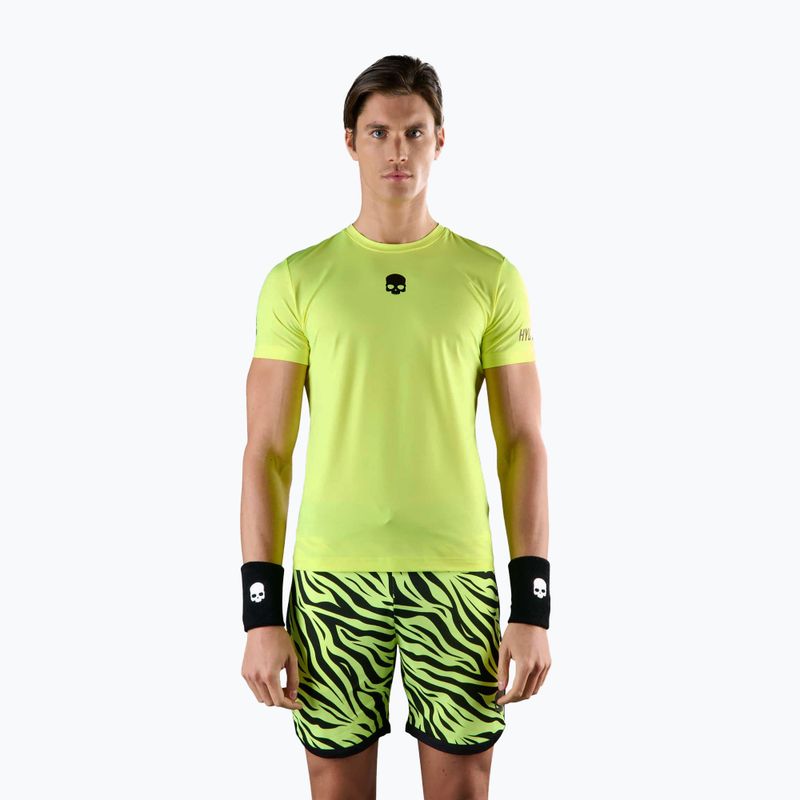Camicia da tennis HYDROGEN Basic Tech Tee da uomo, giallo fluorescente