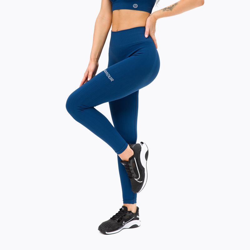 Leggings da allenamento donna Gym Glamour Push Up blu classico