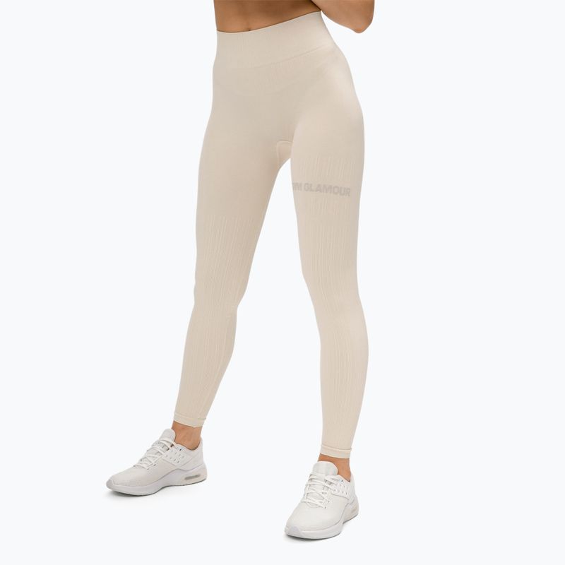 Leggings da allenamento donna Gym Glamour Push Up crema