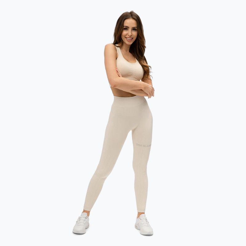 Leggings da allenamento donna Gym Glamour Push Up crema 2