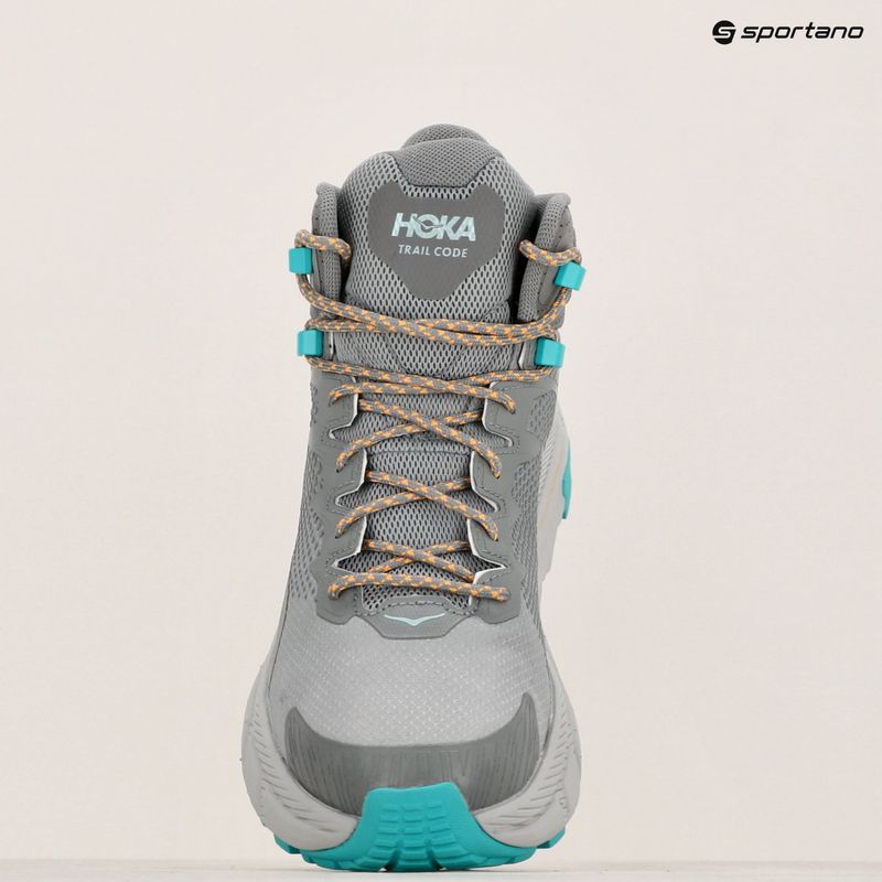 Scarpe da trekking da uomo HOKA Trail Code GTX grigio galattico/acqua elettrica 15