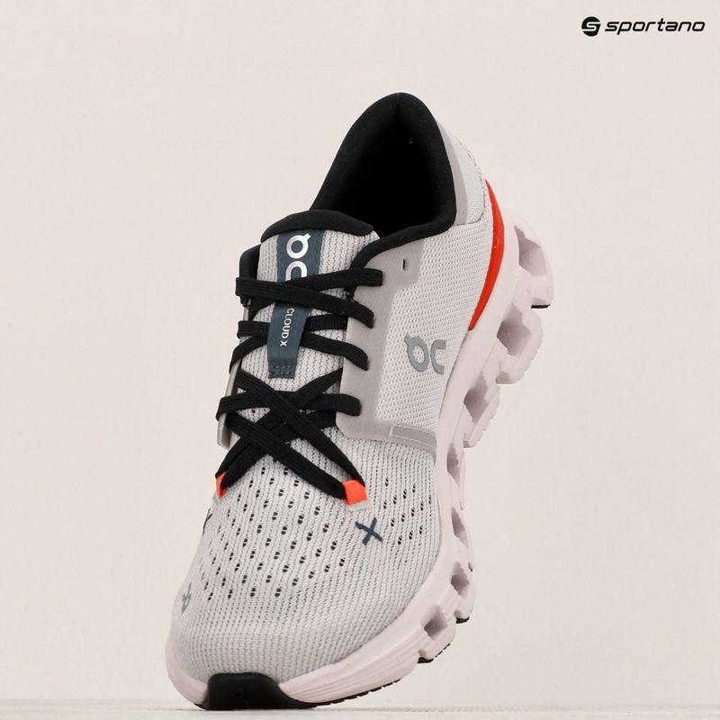 Scarpe da corsa da donna On Cloud X 4 argento/flame 16