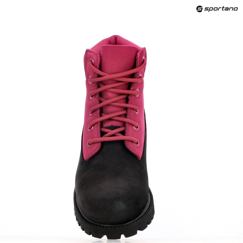 Timberland Premium 6 In Lace scarpe da bambino in nabuk nero/rosa scuro 18