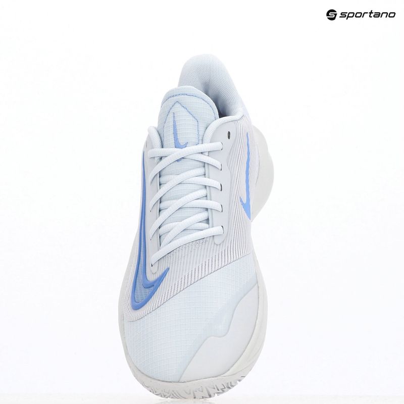 Nike precisione 7 calcio grigio / puro platino / polvere di prugna / impulso reale uomini scarpe da basket 9