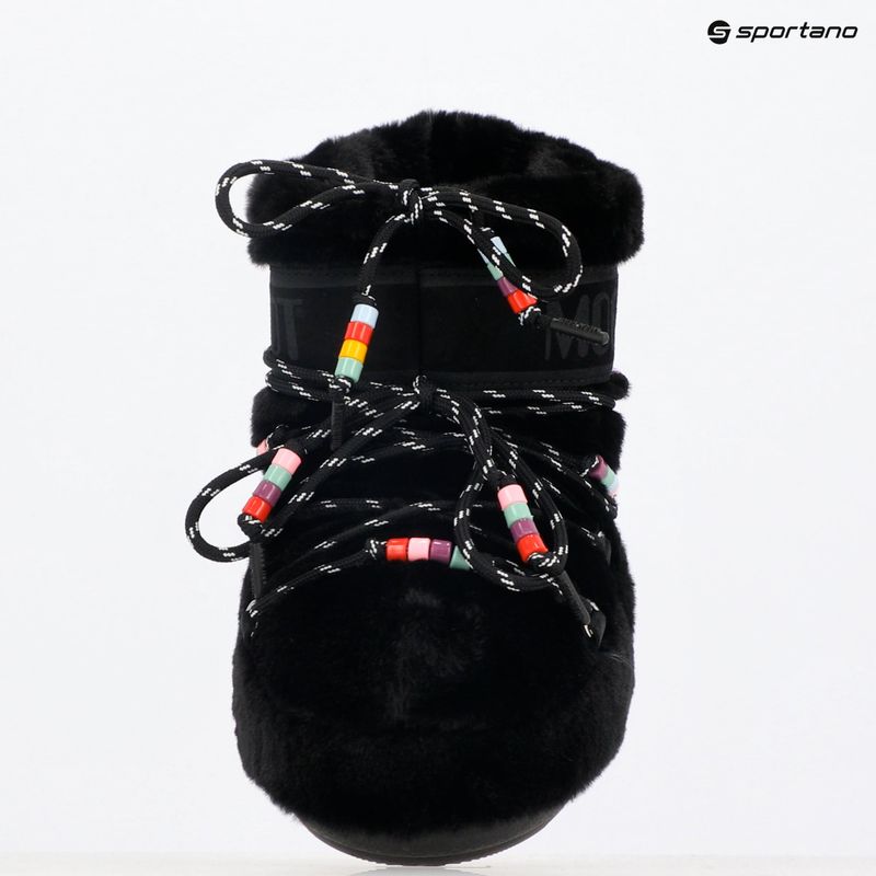 Donna Moon Boot Icon basso perline di pelliccia sintetica stivali da neve nero 9