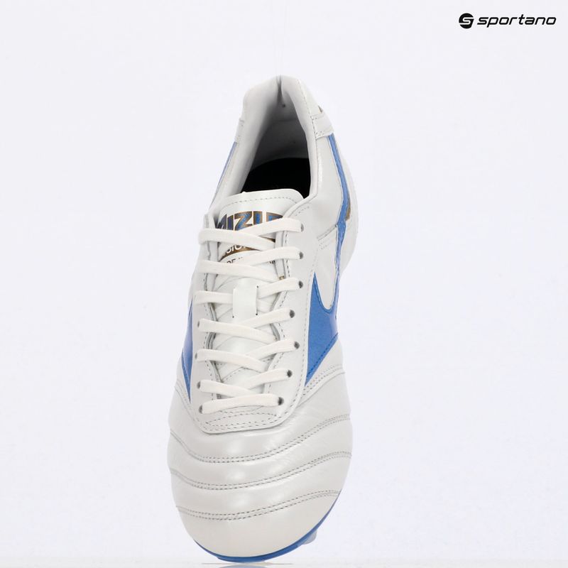 Mizuno Morelia II Japan Md bianco/blu laser/oro scarpe da calcio uomo 9