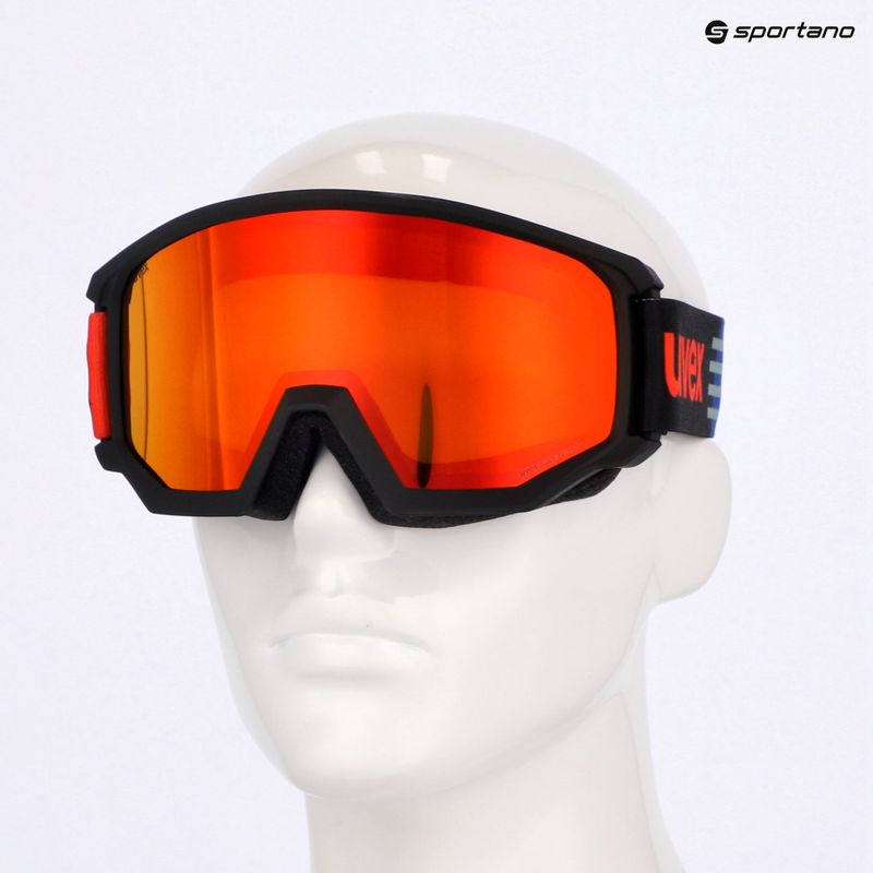 UVEX Athletic FM occhiali da sci nero opaco/rosso specchiato arancio chiaro 7