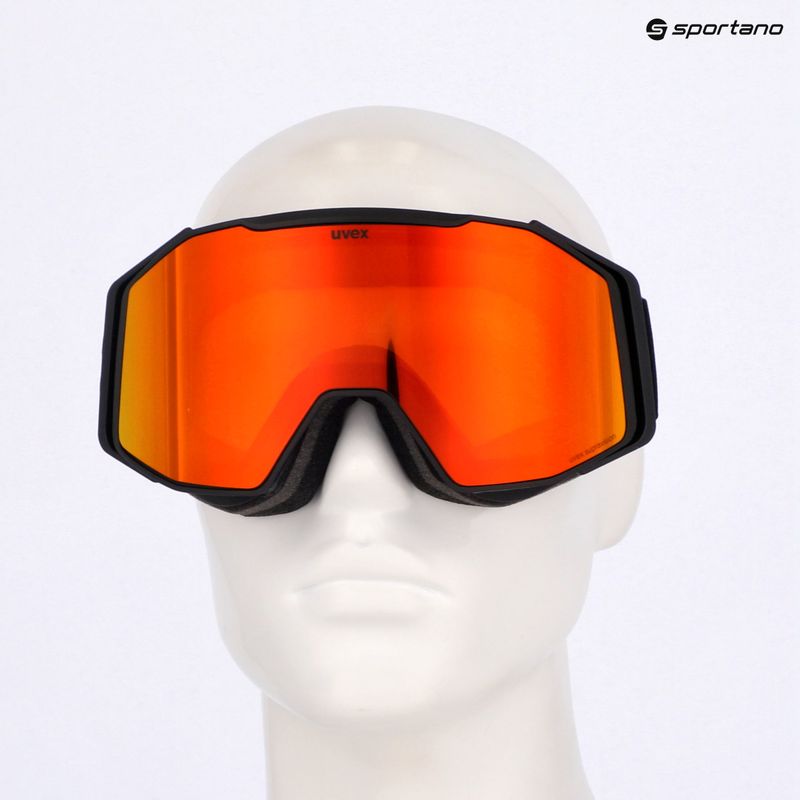 UVEX occhiali da sci Gravity FM nero opaco/rosso specchiato arancione chiaro 7